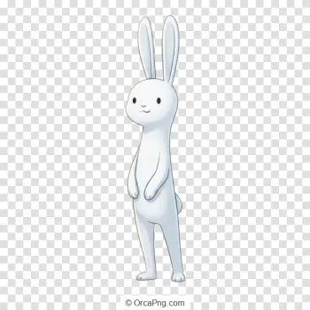 Charming Upright White Rabbit Cartoon