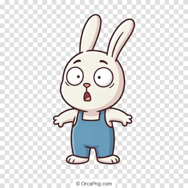Startled Bunny in Overalls