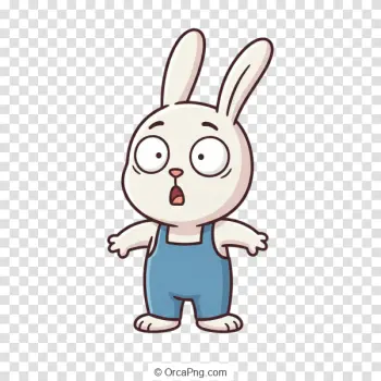Startled Bunny in Overalls