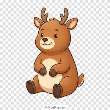 Charming Cartoon Reindeer Sitting