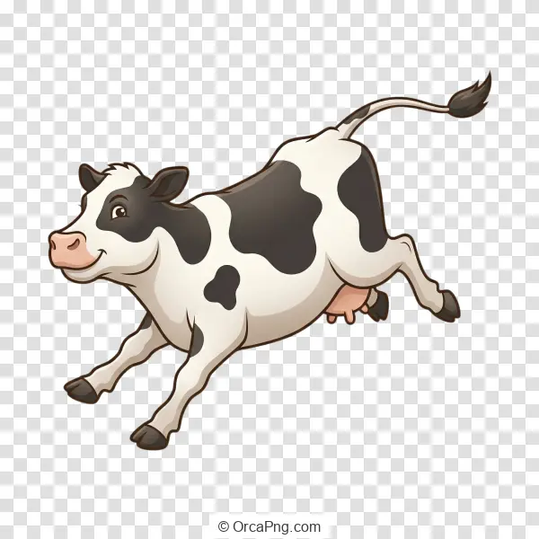 Playful Holstein Cow in Motion