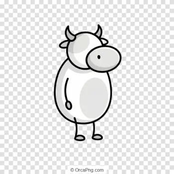 Simplistic White Cow Doodle