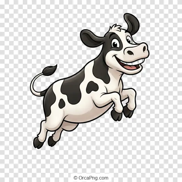 Joyful Jumping Cartoon Cow