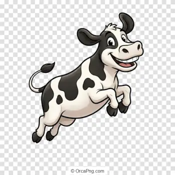 Joyful Jumping Cartoon Cow